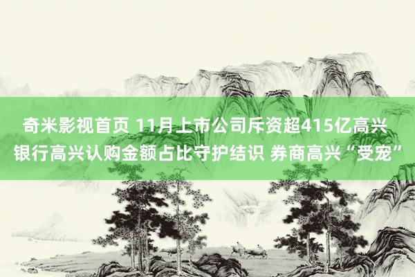 奇米影视首页 11月上市公司斥资超415亿高兴 银行高兴认购金额占比守护结识 券商高兴“受宠”