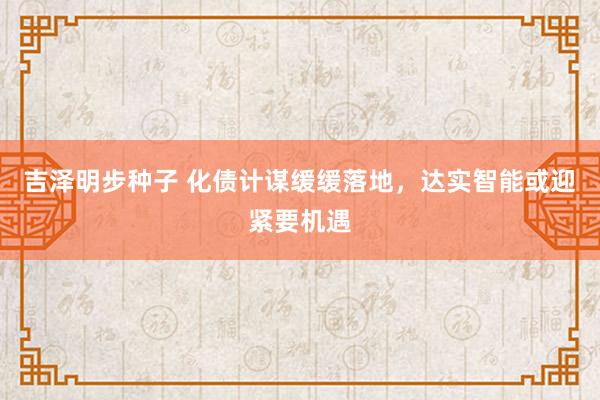 吉泽明步种子 化债计谋缓缓落地，达实智能或迎紧要机遇
