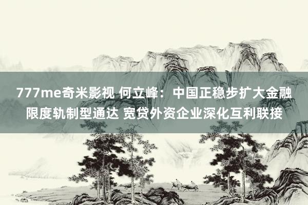 777me奇米影视 何立峰：中国正稳步扩大金融限度轨制型通达 宽贷外资企业深化互利联接
