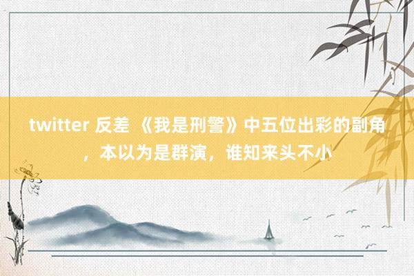 twitter 反差 《我是刑警》中五位出彩的副角，本以为是群演，谁知来头不小