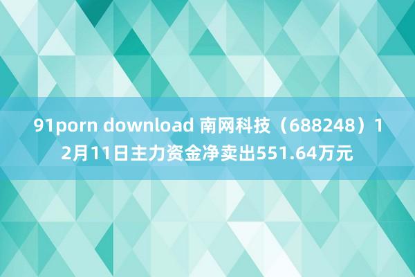 91porn download 南网科技（688248）12月11日主力资金净卖出551.64万元