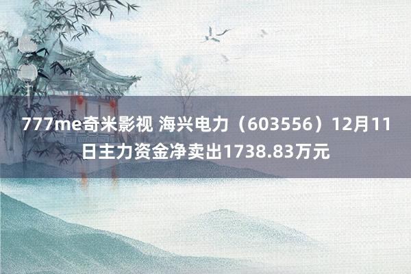 777me奇米影视 海兴电力（603556）12月11日主力资金净卖出1738.83万元