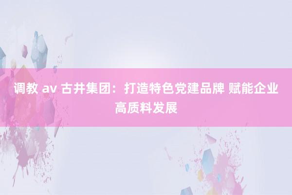 调教 av 古井集团：打造特色党建品牌 赋能企业高质料发展