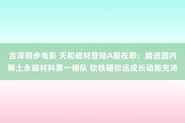 吉泽明步电影 天和磁材登陆A股在即：踏进国内稀土永磁材料第一梯队 钕铁硼弥远成长动能充沛
