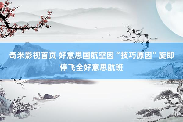 奇米影视首页 好意思国航空因“技巧原因”旋即停飞全好意思航班