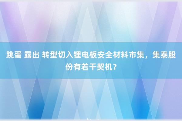 跳蛋 露出 转型切入锂电板安全材料市集，集泰股份有若干契机？