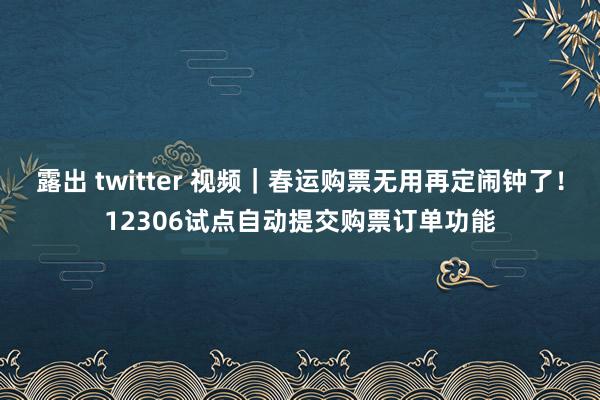 露出 twitter 视频｜春运购票无用再定闹钟了！12306试点自动提交购票订单功能
