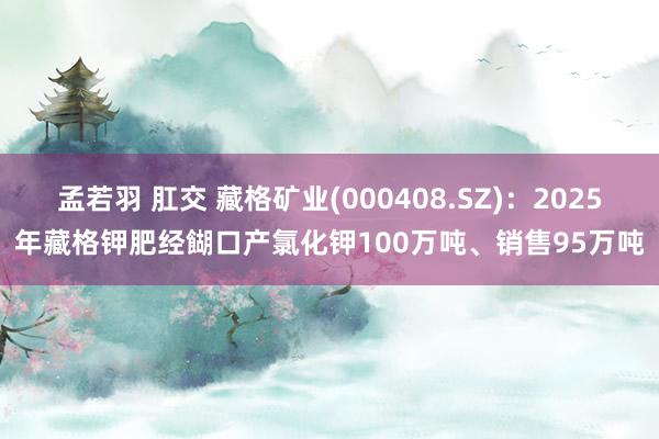 孟若羽 肛交 藏格矿业(000408.SZ)：2025年藏格钾肥经餬口产氯化钾100万吨、销售95万吨