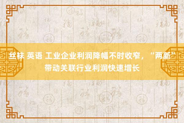 丝袜 英语 工业企业利润降幅不时收窄，“两新”带动关联行业利润快速增长